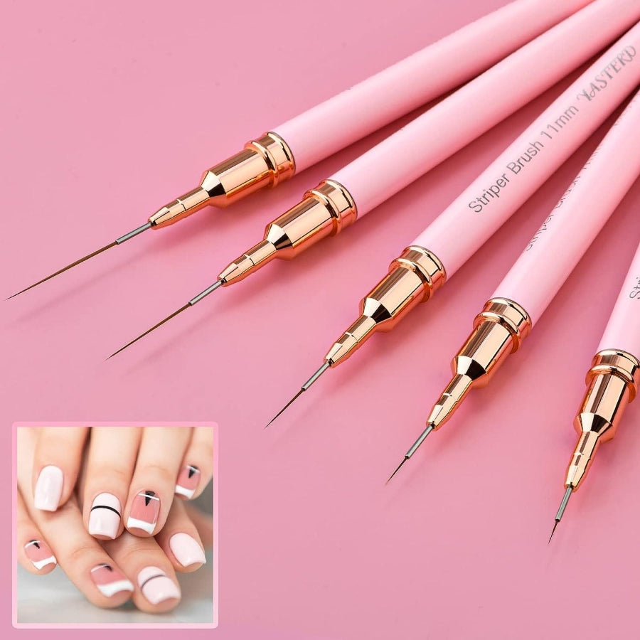 Set de 5 Pinceles para Decoración de Uñas